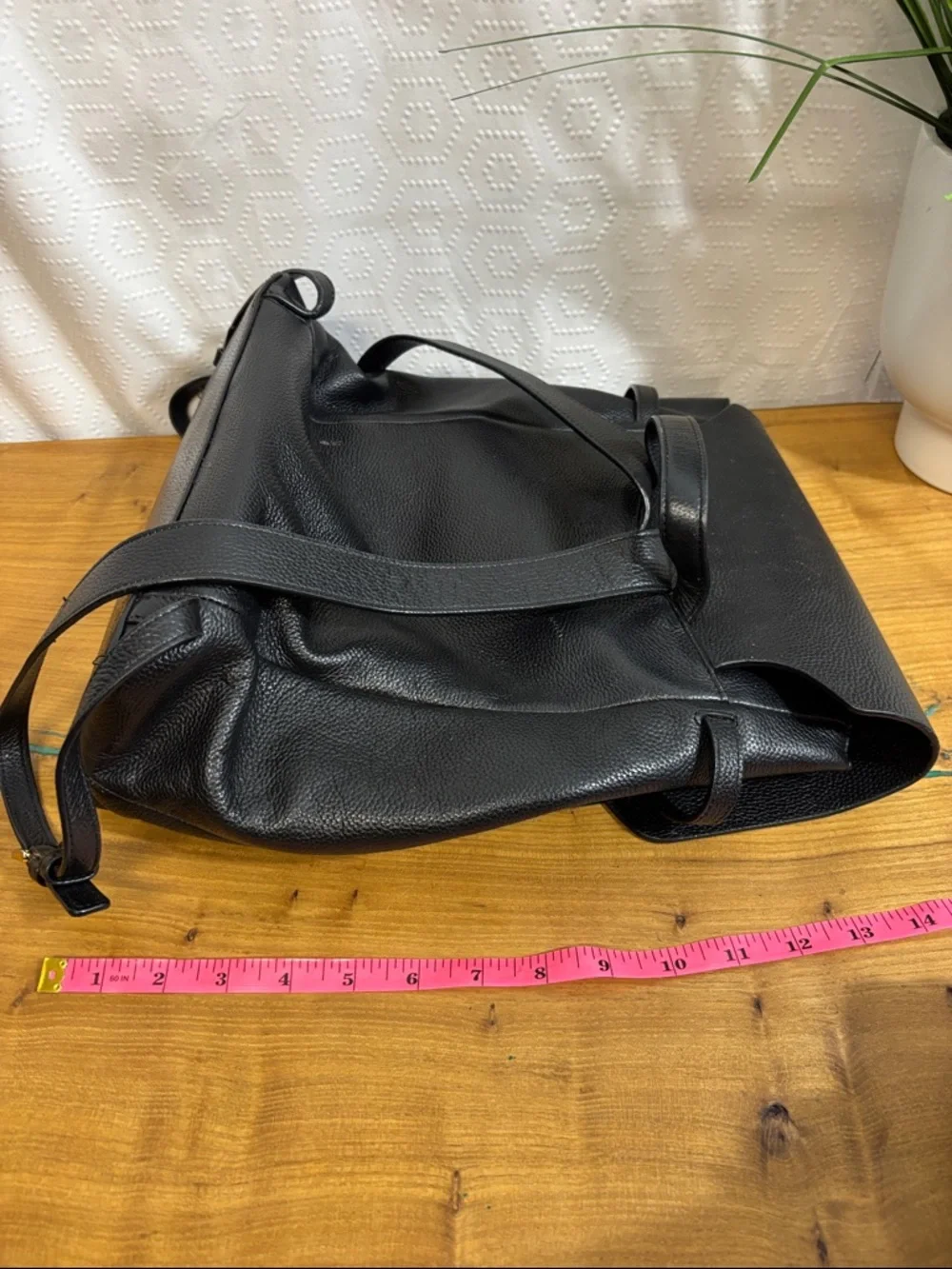 Nordstrom Minimal Black Pebbled Leather Backpack
